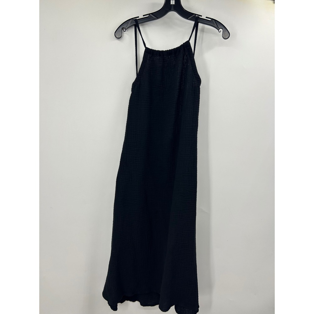 Jude & Layla Black Gauze Halter Midi Dress Low Back OS Summer Beach Relaxed